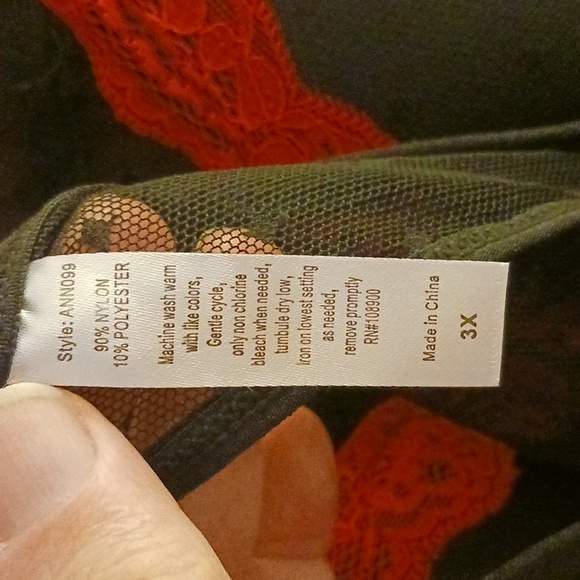 JUST SEXY LINGERIE, 3X, 90% NYLON, BABYDOLL & PANTIES, VALENTINE'S DAY - Picture 6 of 6